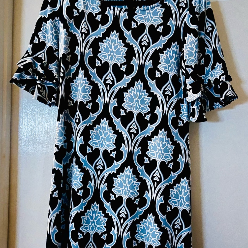 Ronni Nicole Blue Black Off-Shoulder Sheath Dress
